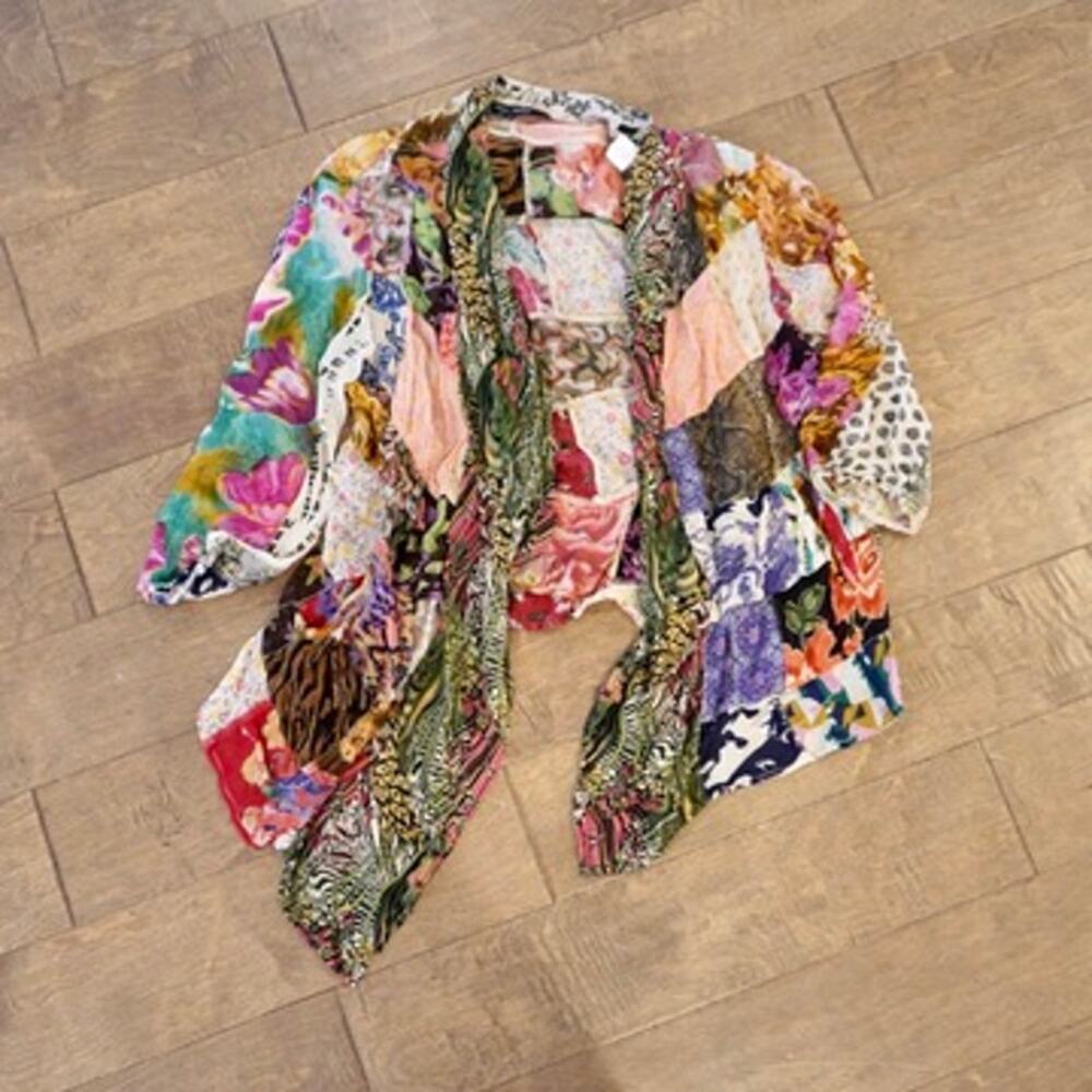 Young Threads Patchwork Kimono Boho Cardigan Mixed Print Floral Size M